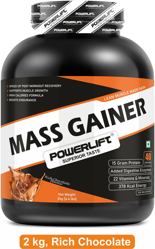 POWERLIFT for Muscle Protein Powder with Shaker Weight Gainers/Mass Gainers(500 g, Rich Chocolate)
