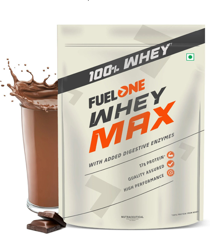 FUELONE Whey Max, Whey Protein Concentrate & Whey Protein Isolate, 27g Protein Whey Protein(1 kg, Chocolate)