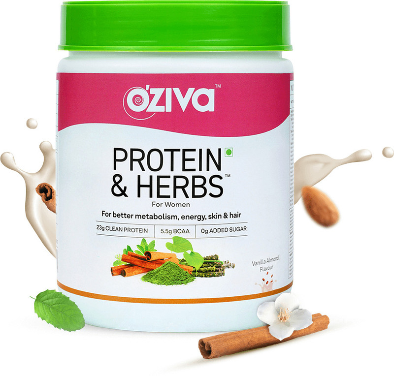 OZiva Protein & Herbs for Women |Manage Weight & Metabolism| Reduce Body Fat |No Sugar Whey Protein(400 g, Vanilla Almond)