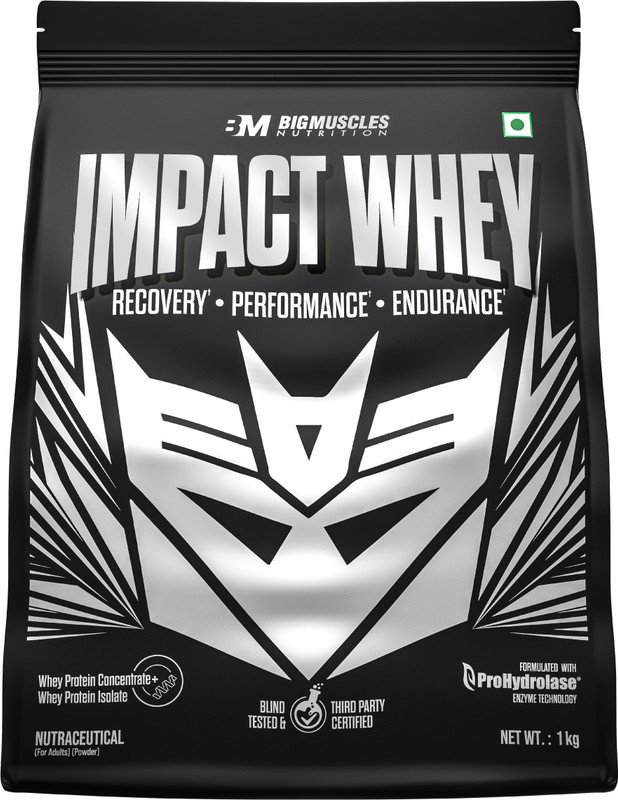 BIGMUSCLES NUTRITION Impact Whey Protein | Isolate + Concentrate Protein Powder | ProHydrolase Tech. Whey Protein(1 kg, Belgian Chocolate)