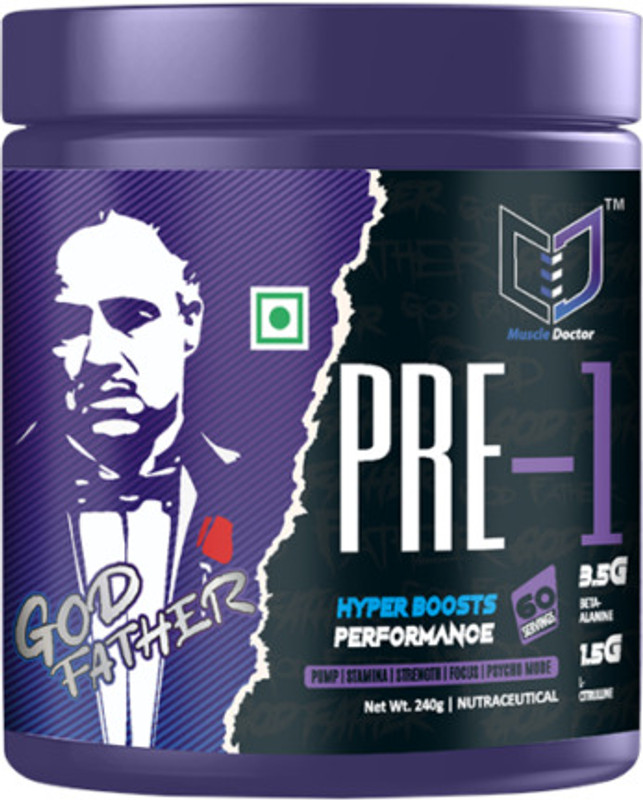 Muscle Doctor M D God Father PRE-1 Pre workout ,40 Servings (160 g, Orange) Pre Workout(160 g, Orange)