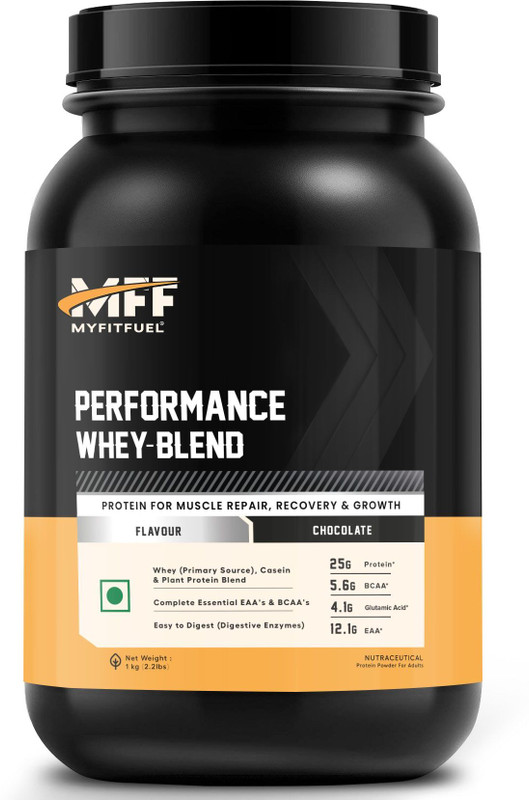 MyFitFuel Performance Whey Multi Protein Blend, 25g Protein 5.6g BCAA 12.1g EAA 1Kg Choco. Whey Protein(1000 g, Chocolate)