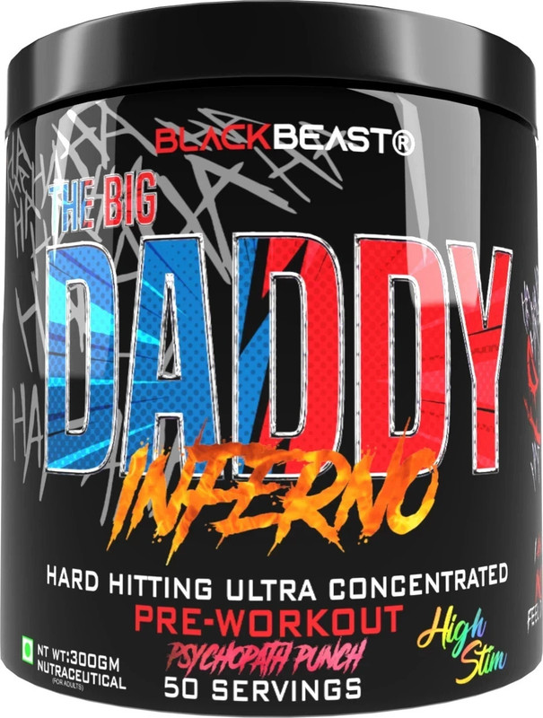 Black Beast The Big Daddy Inferno Preworkout 50 Serving 4500mg Citrulline,3000mg BetaAlanine Pre Workout(300 g, PSYCOPATH PUNCH)