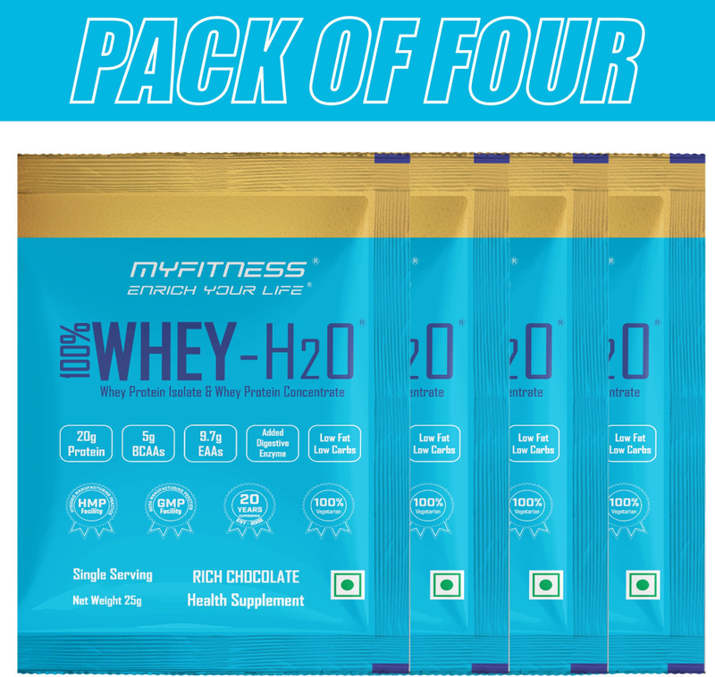 MYFITNESS Whey Protein Powder | 100% Whey - H2O | Whey Protein Supplement | Whey Protein(25 g, 4 No, Rich Chocolate)