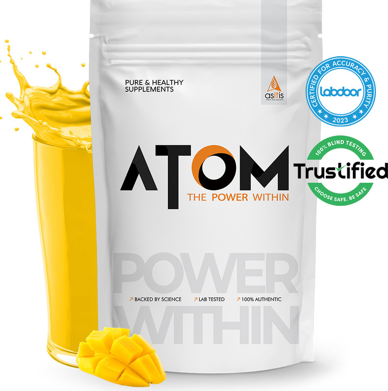 AS-IT-IS Nutrition ATOM Whey Protein 3lbs | 27g protein | Isolate & Concentrate | Mango Fusion Whey Protein(1360 g, Mango Fusion)