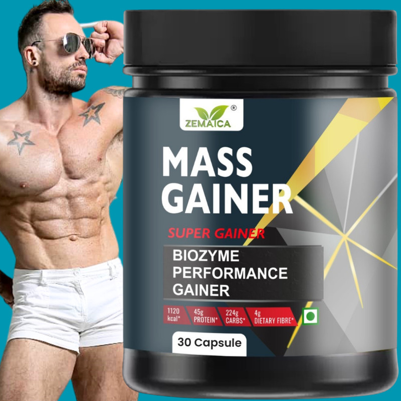 ZEMAICA MASS GAINER | Weight Gainer Capsules for Men & Women Weight Gainers/Mass Gainers(30 Capsules, unflavoured)