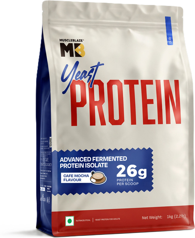 MUSCLEBLAZE Yeast Protein Powder, 26g Protein Per Scoop Yeast Protein(1 kg, Cafe Mocha)