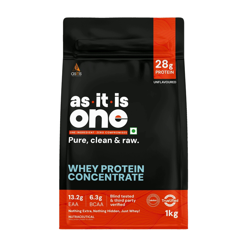 AS-IT-IS Nutrition ONE Whey Protein Concentrate, Pure, Clean & Raw, 28g Protein per Serve Whey Protein(1 kg, Unflavored)