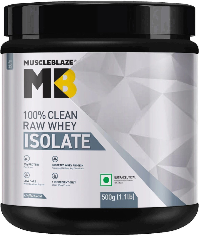 MUSCLEBLAZE 100% Clean Raw Concentrate | 24g Protein per Scoop | Easy to Digest Whey Protein(2 kg, Unflavored)
