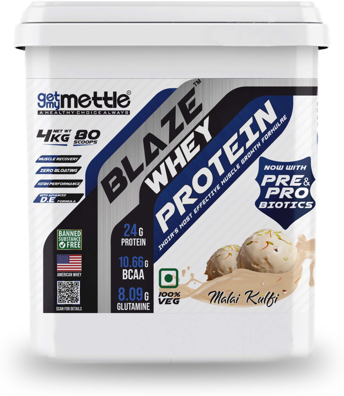 METTLE Blaze Whey Protein Whey Protein(4 kg, Malai Kulfi)