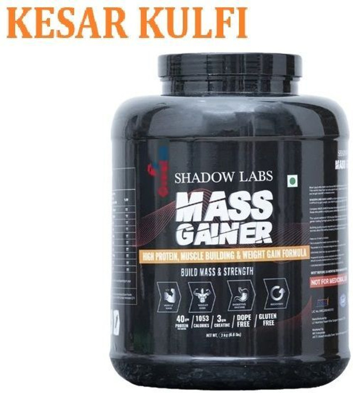 OREALFIT Shadow Labs Mass gainer with High calories For Men & Women Weight Gainers/Mass Gainers(3 kg, Kesar Kulfi)