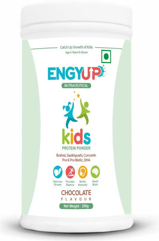 ENGYUP Kids Protein Powder, Nutritional & Health Supplement, DHA, Herbs, Pre &Probiotic Protein Blends(200 g, Chocolate)