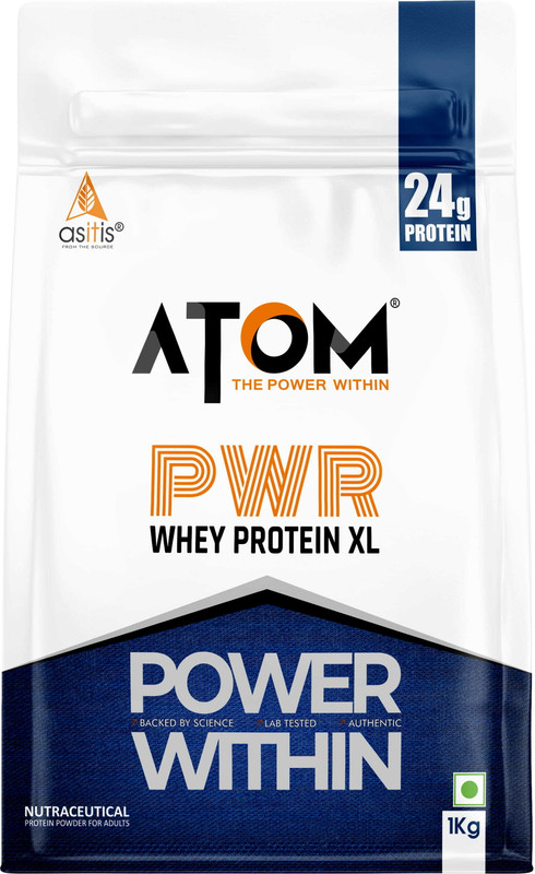 AS-IT-IS Nutrition ATOM PWR XL DigeZyme Muscle Gains Rapid Recovery Whey Protein(1 kg, Keasr Kulfi)