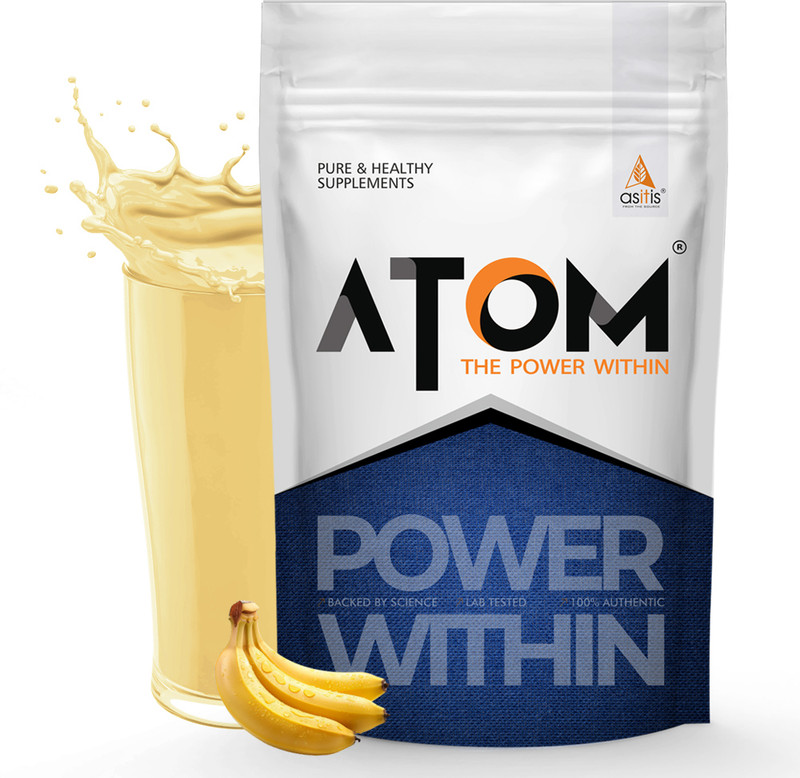 AS-IT-IS Nutrition ATOM Mass Gainer 1 Kg 5:1 Carb-Protein Ratio Weight Gainers Banana Flavour Weight Gainers/Mass Gainers(1000 g, Banana)