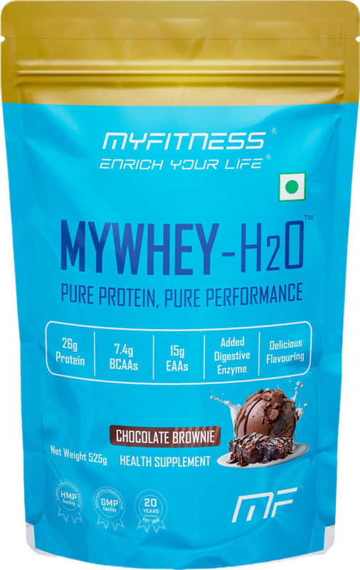 MYFITNESS Mywhey H2O Chocolate Brownie | 26g Protein Per Serving Whey Protein(525 g, Chocolate Brownie)