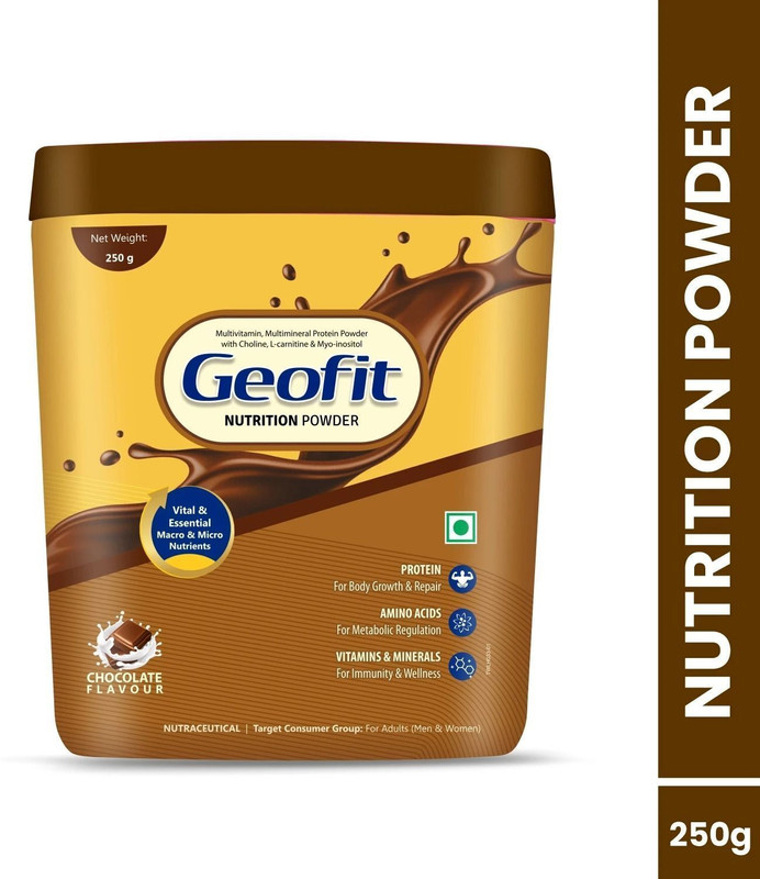 GEOFIT Nutrition Powder Chocolate Flavour | High-Calorie Protein Powder Protein Blends(250 g, Chocolate)