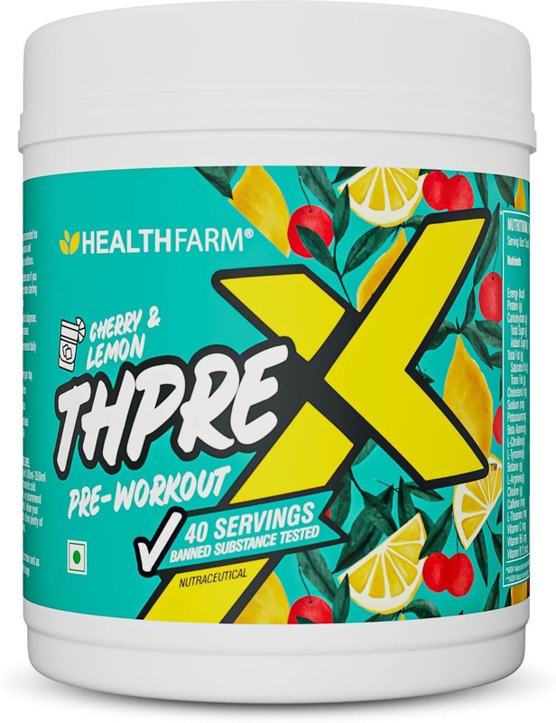 HEALTHFARM Thpre X Pre Workout Powder| Sports Nutrition Supplement for Men &amp; Women Pre Workout(500 g, Cherry &amp; lemon)