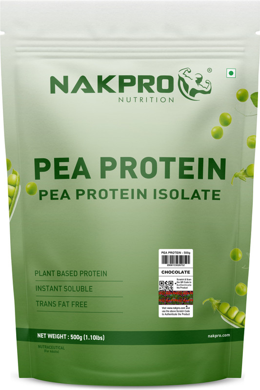 Nakpro Pea Isolate Powder | 26g | Naturally Occurring Amino Acids | Plant-Based Protein(500 g, Chocolate)