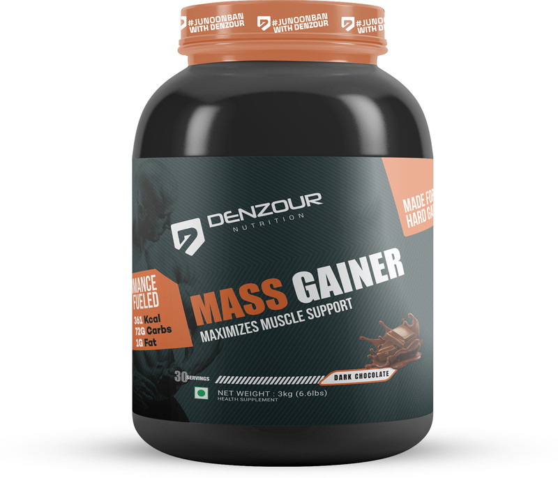 DENZOUR NUTRITION High Protein High Calorie Weight Gainers/Mass Gainers(3 kg, Dark Chocolate)