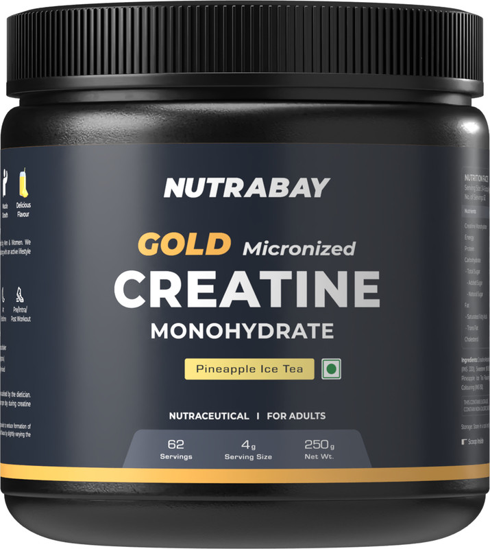 Nutrabay Gold Micronized Creatine Monohydrate, Pre/Post Workout, Flavoured Amino Acid Creatine(120 g, Cola)