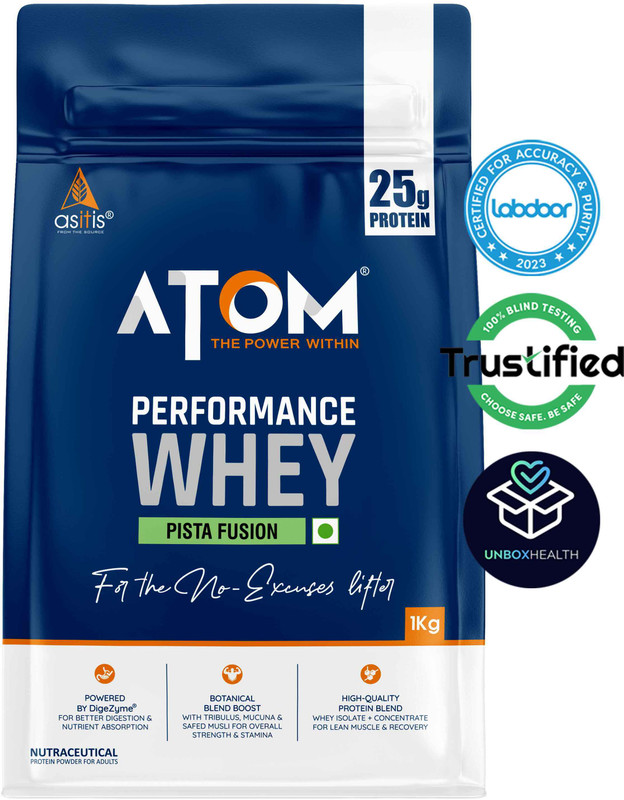 AS-IT-IS Nutrition ATOM Performance Whey 1Kg Pista Fusion Whey Protein(1 kg, Pista Fusion)