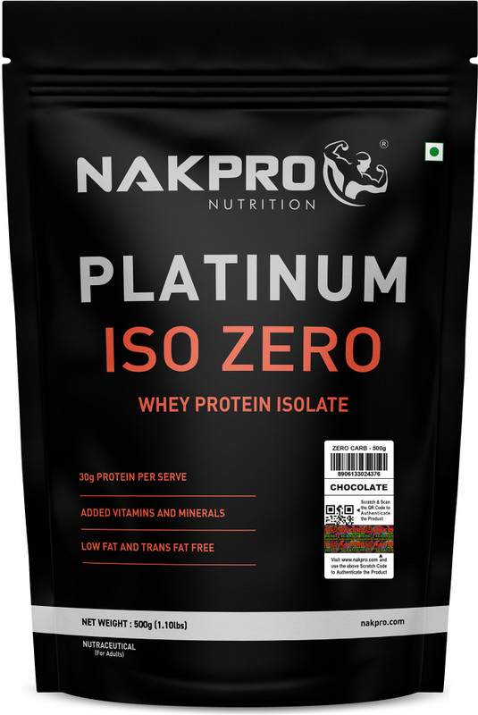 Nakpro PLATINUM ISO ZERO 100% Whey Protein Isolate Whey Protein(500 g, Chocolate)