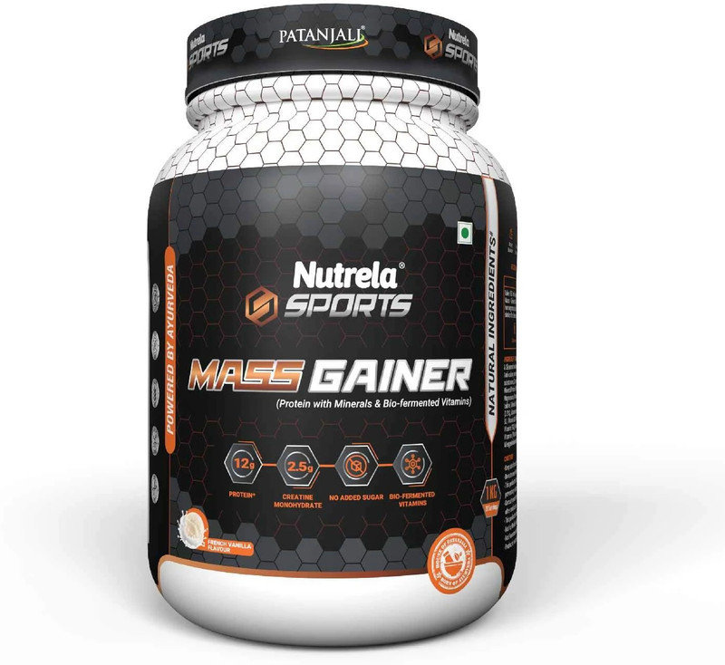 NUTRELA Sports Gainer Protein Supplement Weight Gainers/Mass Gainers(1 kg, Vanilla Ice Cream)
