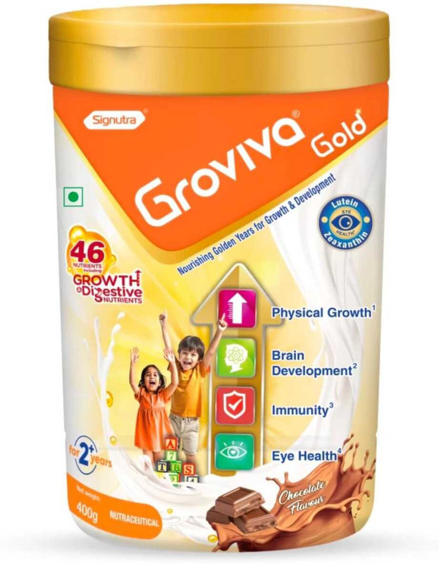 vivamom Groviva Gold Nutrition Drink& Supports Growth & Eye Health(400g,Chocolate) Nutrition Bars(400 g, CHOCOLATE)
