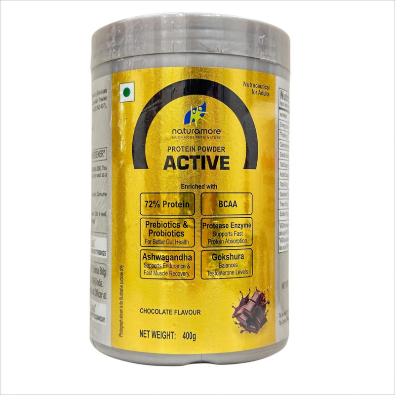 Naturamore Netsurf Active | 72% Plant-based protein with BCAA | Digestive Enzyme| BCAA(400 g, Chocolate)