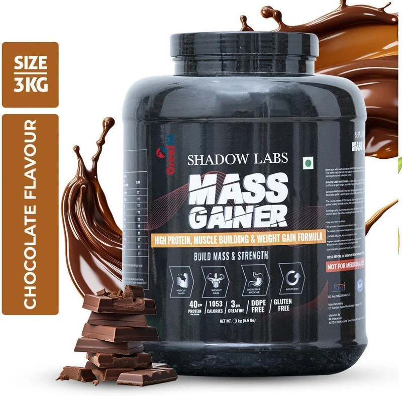OREALFIT Shadow Labs Weight Gainers/Mass Gainers(3 kg, Chocolate)