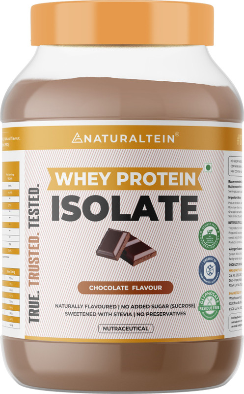 NATURALTEIN Whey Isolate 1kg Chocolate | 24g Protein | Natural & Clean Whey Protein(1 kg, Chocolate)