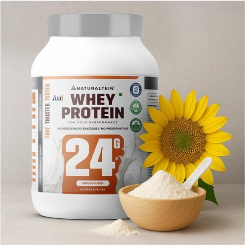 NATURALTEIN Natural Max Unflavored Protein | No Added Sugar | Whey Protein(1 kg, Unflavored)