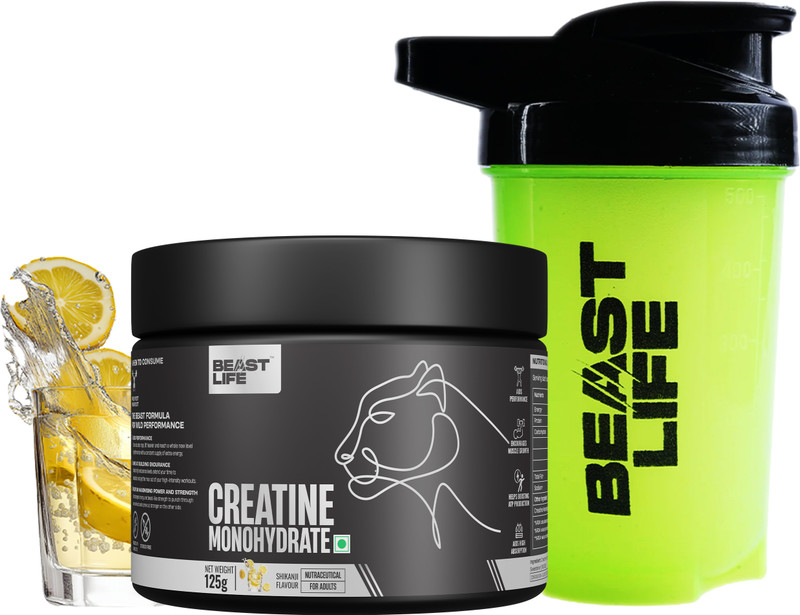 BeastLife Pure Creatine Monohydrate with Shaker Creatine(125 g, 500 ml, Shikanji)