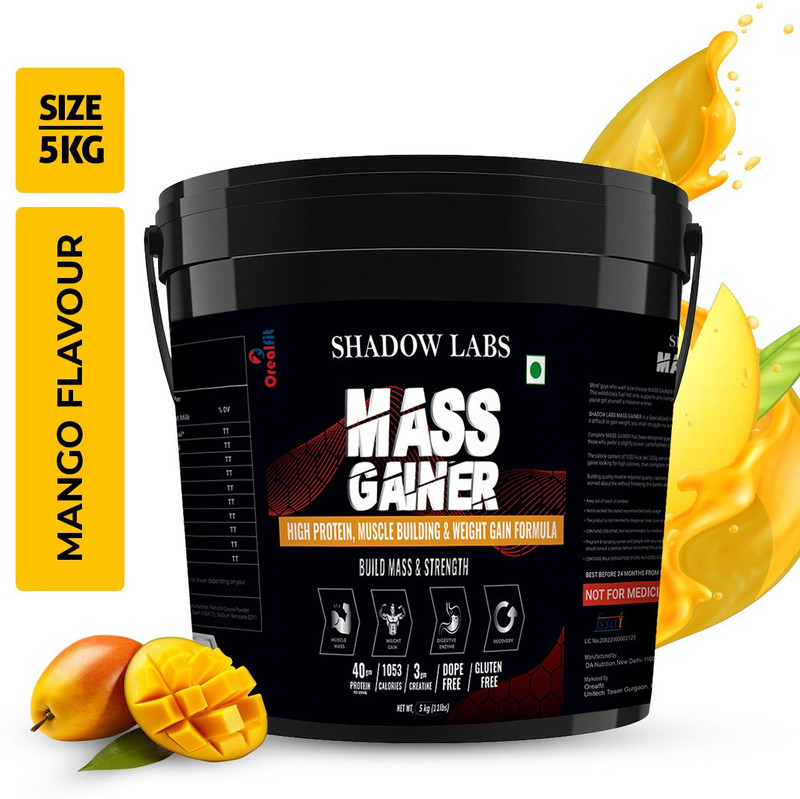 OREALFIT Shadow Labs Mass Gainer Delicious Flavour Weight Gainers/Mass Gainers(6 kg, Mango)