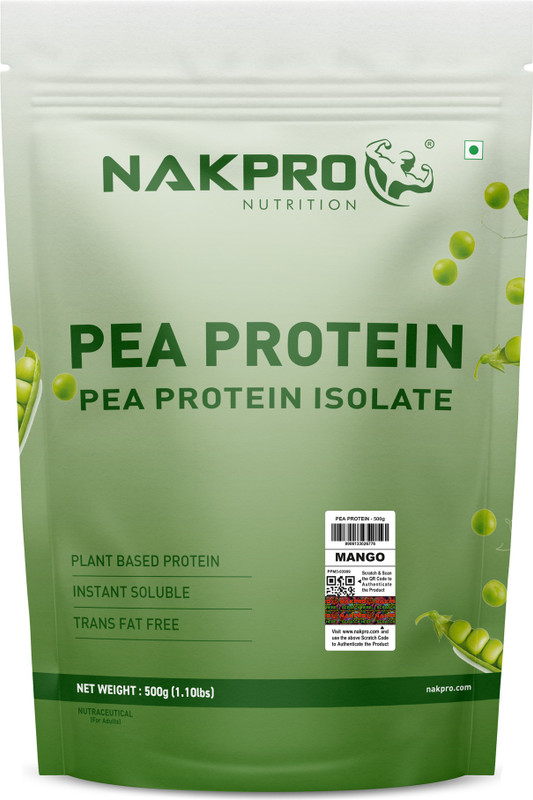 Nakpro Pea Isolate Powder | 26g | Naturally Occurring Amino Acids | Plant-Based Protein(500 g, Mango)