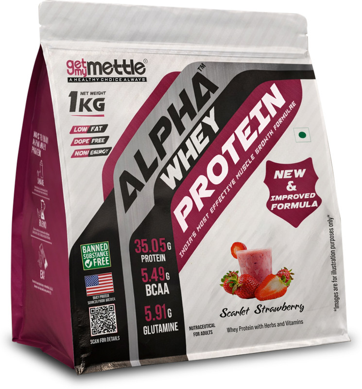 METTLE Alpha whey protein Whey Protein(1 kg, Scarlet Strawberry)