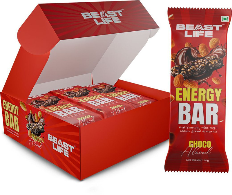 BeastLife Choco Almond Energy Bar | Multigrain Energy Bar | 2.36g protein Energy Bars(180 g, Choco Almond)