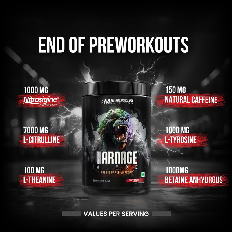 JYM Nutrition Karnage Black Pre Workout(420 g, Sex On the Beach)