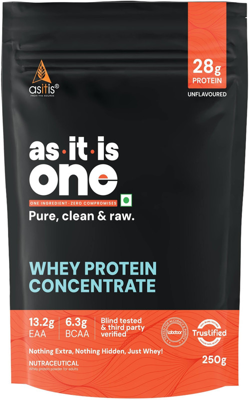 AS-IT-IS Nutrition ONE Concentrate, Pure, Clean & Raw, 28g Protein per Serve Whey Protein(250, Unflavored)