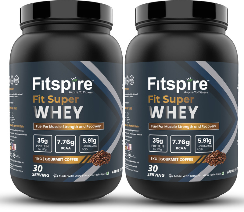 Fitspire Fit Super Protein 100% Authentic & No Adulteration Muscle Growth & Recovery Whey Protein(2 kg, Gourmet Coffee)