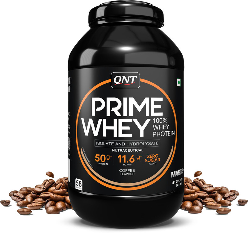 QNT Prime Whey, 100% Whey Protein with whey Isolate, 2kg, Coffee Whey Protein(2 kg, Coffee)