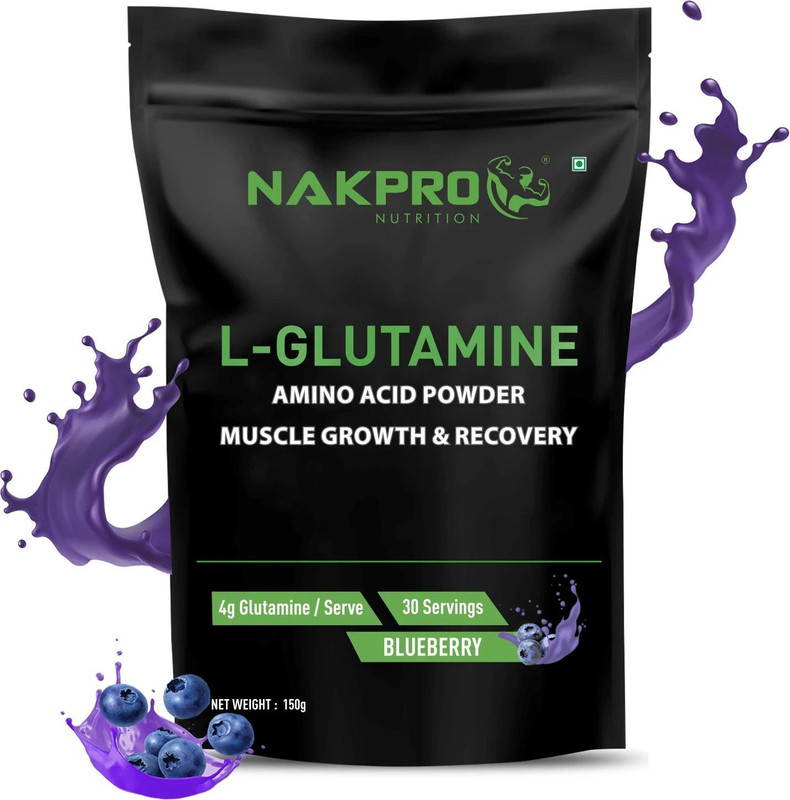Nakpro L-Glutamine Supplement Powder - 30 Servings Glutamine(150 g, Blueberry)