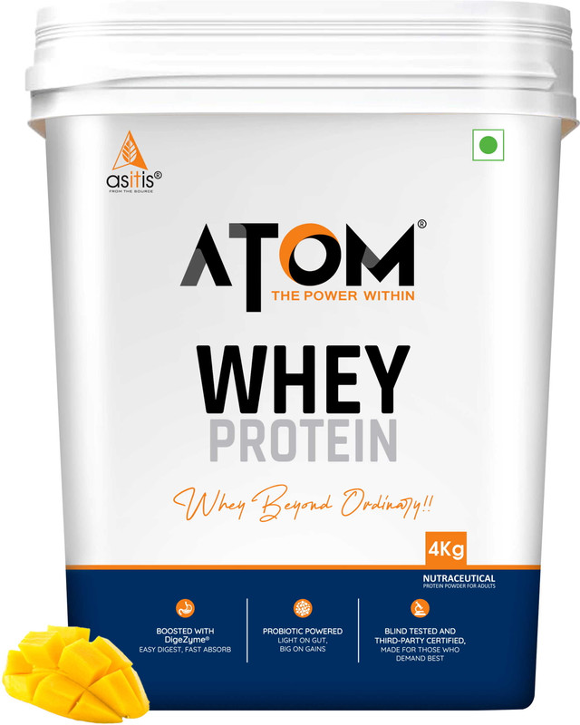 AS-IT-IS Nutrition ATOM Whey Protein 4kg | 27g protein | Isolate & Concentrate | Mango Fusion | Whey Protein(4 kg, Mango Fusion) - 15% off at DetectaDeal