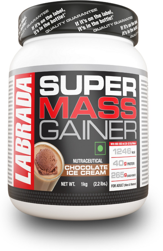 Labrada nutrition Super Mass Gainer Chocolate Ice Cream|Weight Gainer with Protein|3 Servings Whey Protein(1 kg, Chocolate Ice Cream)