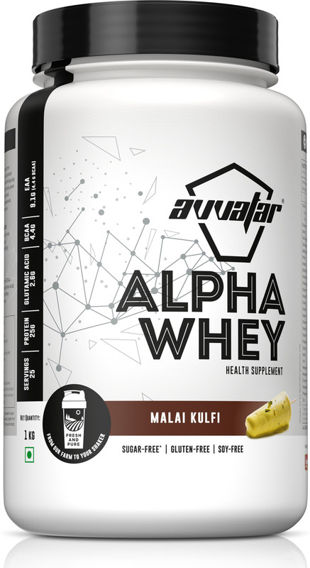 Avvatar Alpha Whey Protein Whey Protein(1 kg, Malai Kulfi)