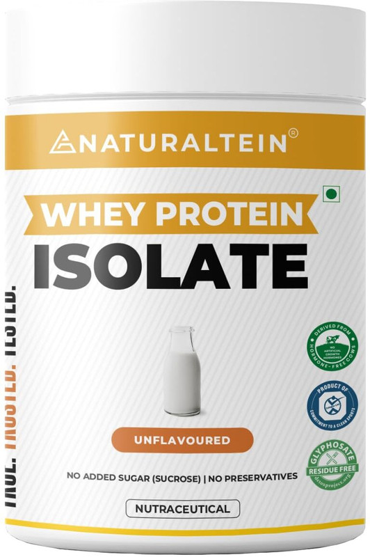 NATURALTEIN Natural Isolate Unflavored | 27g Protein Per Serving | Naturally Sweetened Whey Protein(300 g, Unflavored)