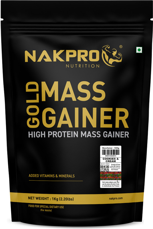 Nakpro Gold Weight Gainer Protein Powder Supplement with Vitamin & Minerals Weight Gainers/Mass Gainers(1 kg, Chocolate)