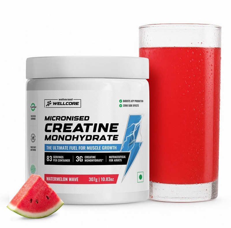 Wellcore Pure Micronised Creatine Monohydrate | Lab Tested | Enhanced Absorption Creatine Creatine(307 g, Watermelon Wave)
