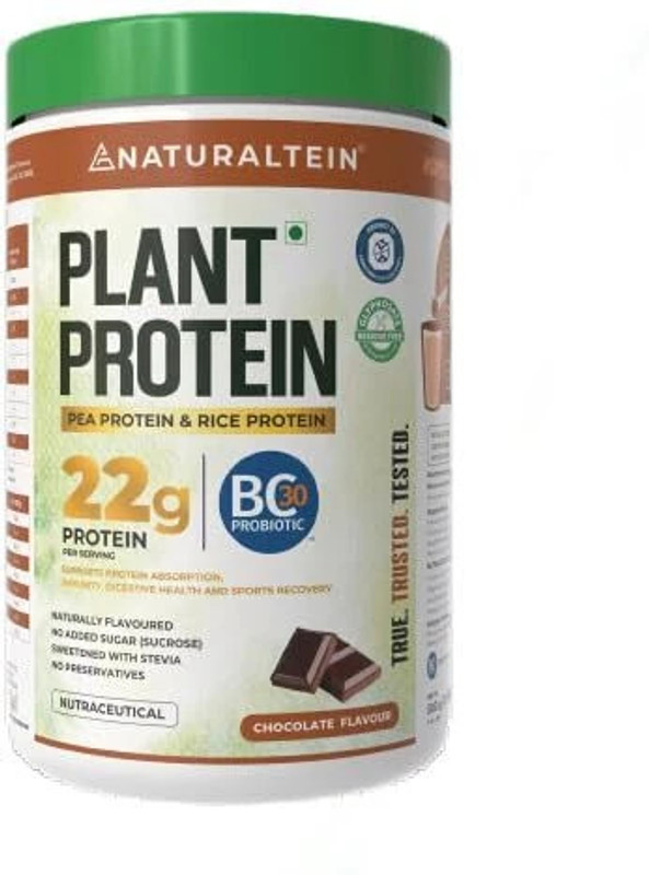 NATURALTEIN Plant Protein – 22g Protein with BC30™ Probiotic, No Sugar Plant-Based Protein(1 kg, Chocolate)