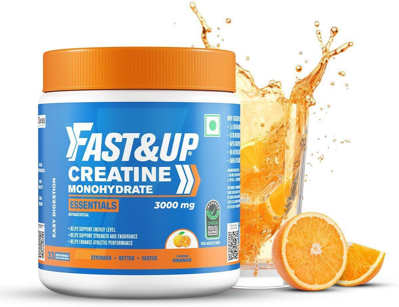 FAST&UP Creatine Monohydrate Essentials | Ultra Micronized | Easy Digestion -33 Servings Protein Blends(100 g, Orange)